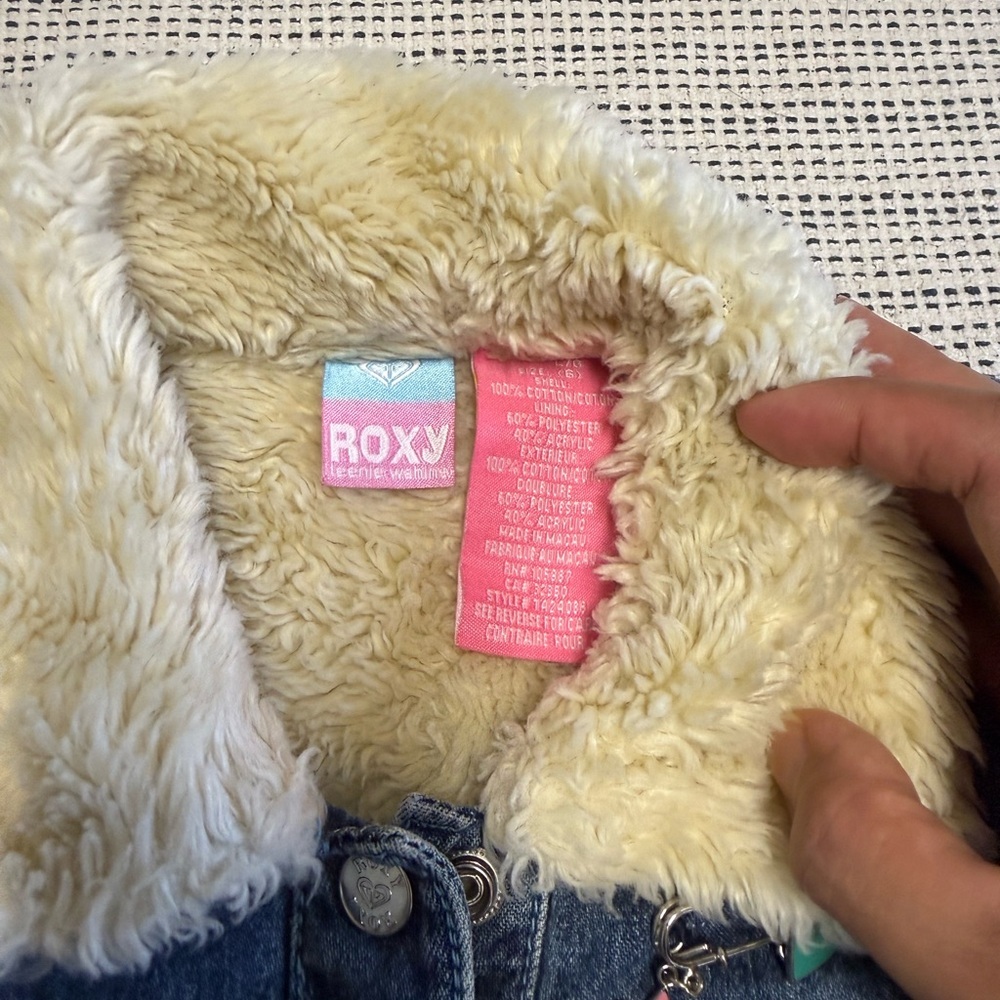 Roxy Girls Denim Jacket with Faux Fur Sherpa - Picture 2 of 6